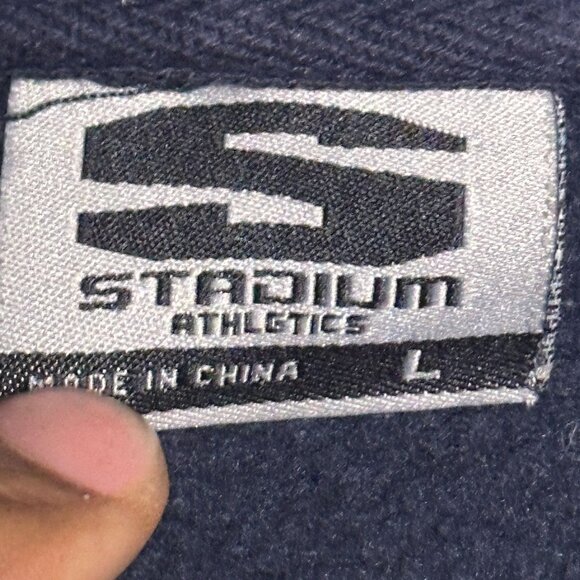 VTG University North Carolina UNC Embroidered Hoodie Men L Pullover Blue NCAA - Picture 7 of 13